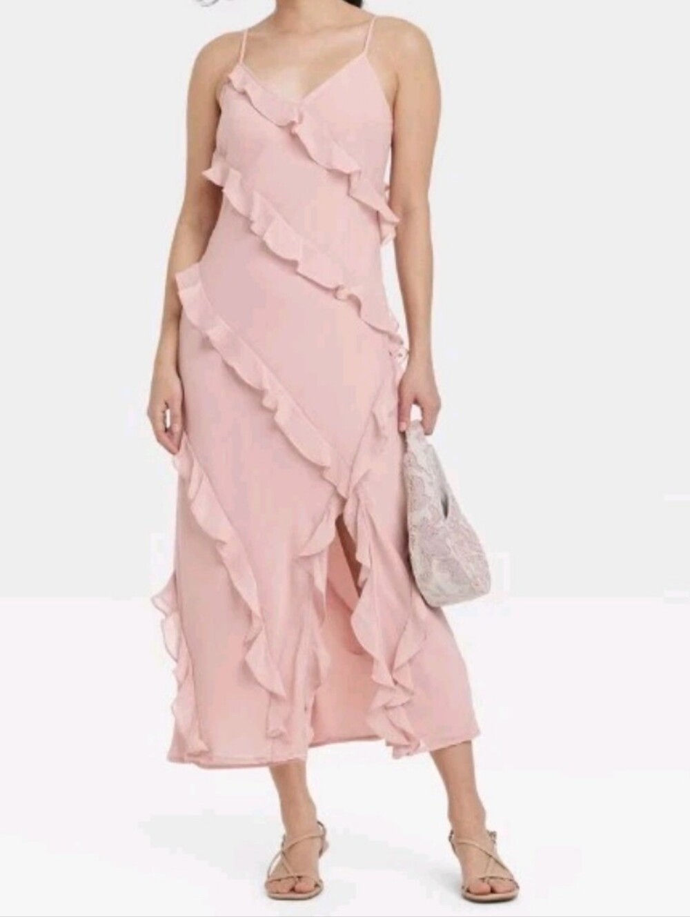 A New Day Women's Large Sleeveless Ruffle Maxi Slip Dress